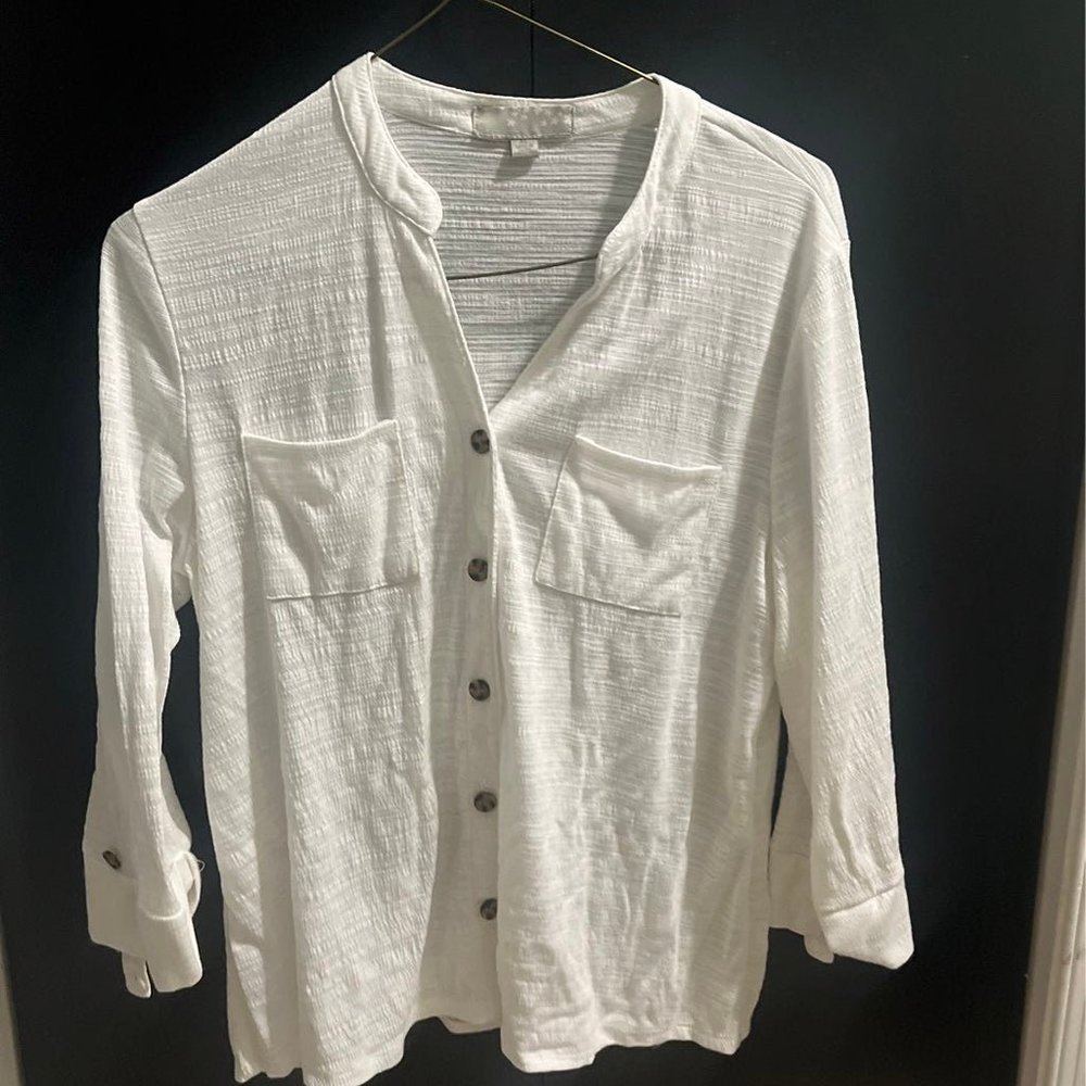White button up blouse